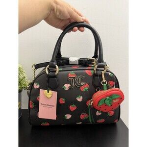 NWT Juicy Couture Black. Sweet N Juicy Strawberry Bowler Bag